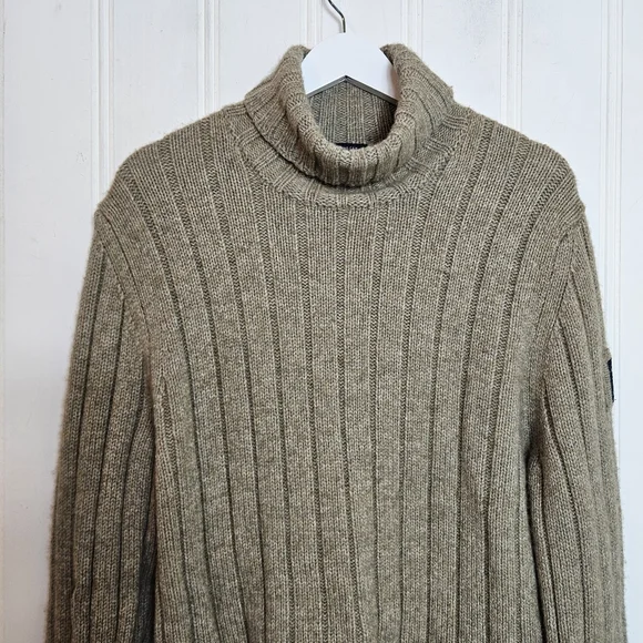 Abercrombie Fitch Heavy Lambswool Sweater XXL Tan Brown Chunky Knit Pullover - Picture 3 of 11